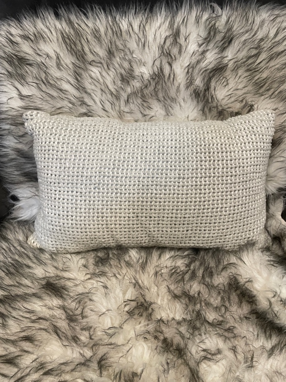 Kenneth Cole Light Gray Woven Lumbar Pillow